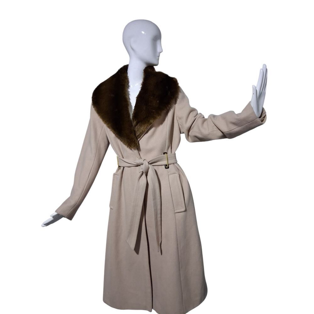 Y2k Vtg Worthington Faux Fur Women's‎ size XL Pennylane Wool Trench Coat Classic